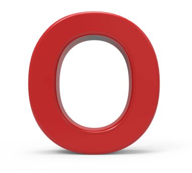 3D kırmızı harf o