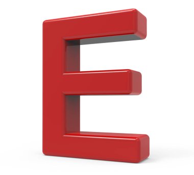 3D kırmızı harf e