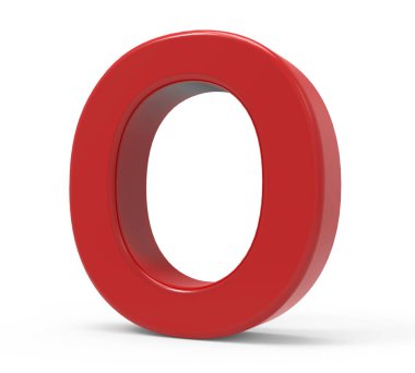 3D kırmızı harf o