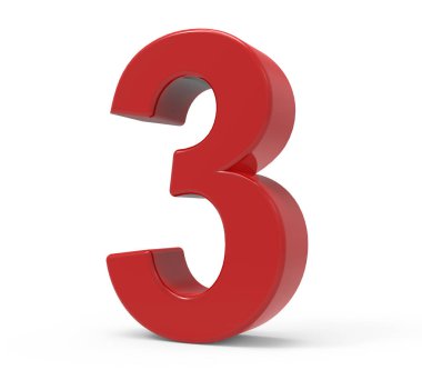 3D kırmızı sayı 3