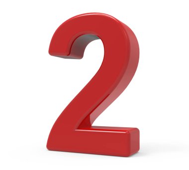 3D kırmızı sayı 2