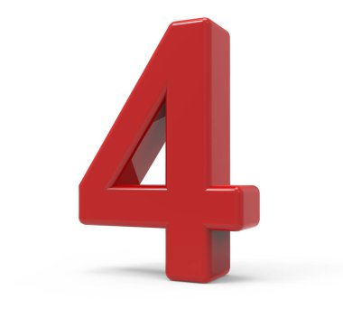 3D kırmızı sayı 4