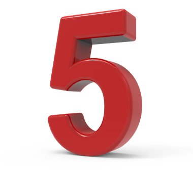 3D kırmızı sayı 5