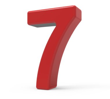3D kırmızı sayı 7