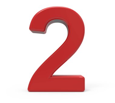 3D kırmızı sayı 2