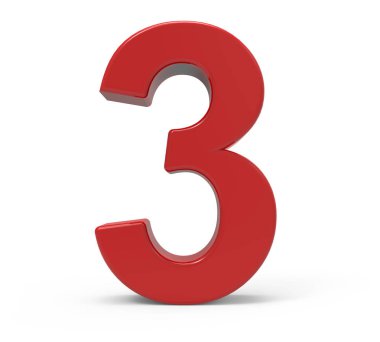 3D kırmızı sayı 3