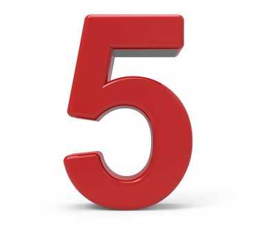 3D kırmızı sayı 5