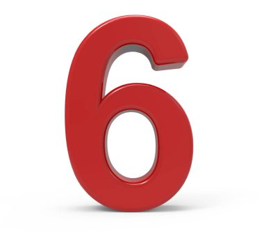 3D kırmızı numarası 6