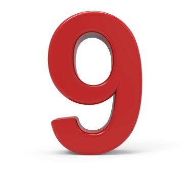 3D kırmızı sayı 9
