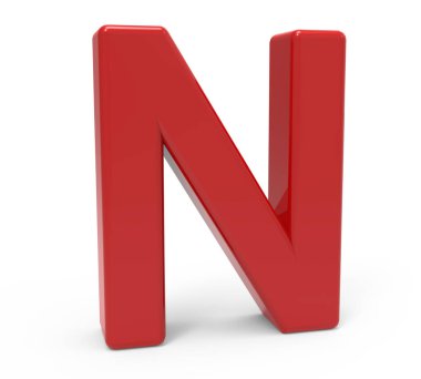 3D kırmızı harf n