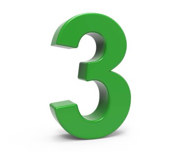 3D yeşil sayı 3