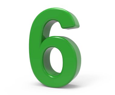 3D yeşil sayı 6