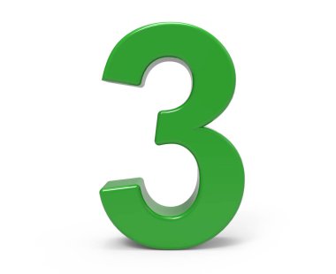 3D yeşil sayı 3