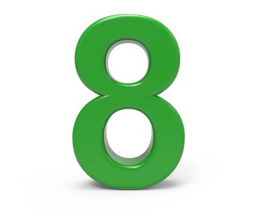 3D yeşil sayı 8