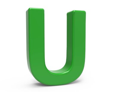 3D yeşil harf u