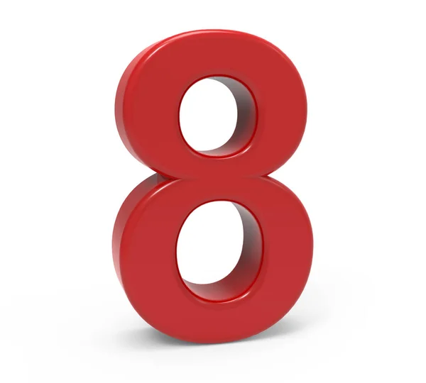 3d red number 8 — Stock Photo, Image