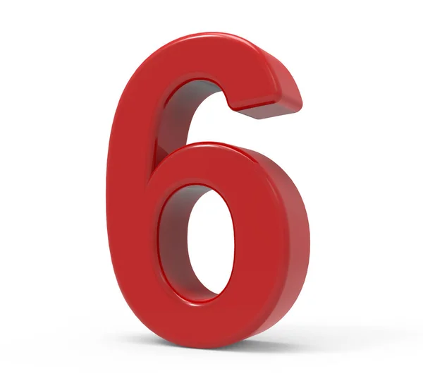 3d red number 6 — Stock Photo, Image