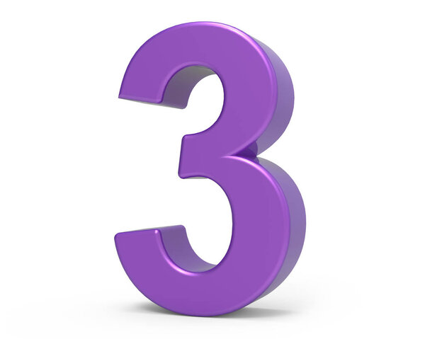 3d purple number 3