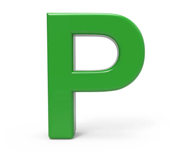 3d green letter P — Stock Photo, Image