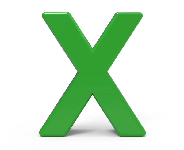 3D yeşil harf x — Stok fotoğraf