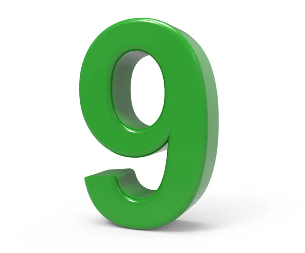 3d numero verde 9 — Foto Stock