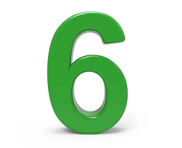 3D gröna nummer 6 — Stockfoto