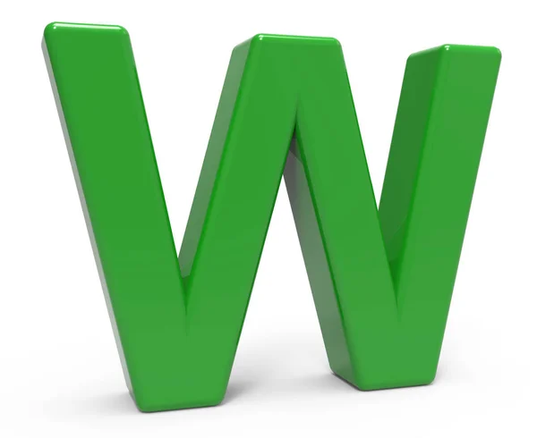 3d green letter W — Stock Photo, Image