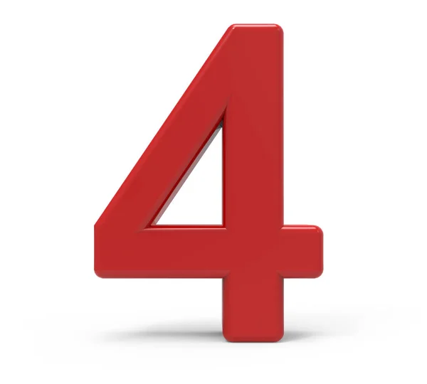 3d red number 4 — Stock Photo, Image