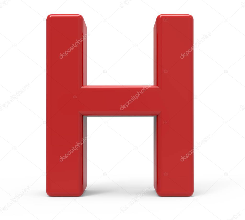 3d red letter H