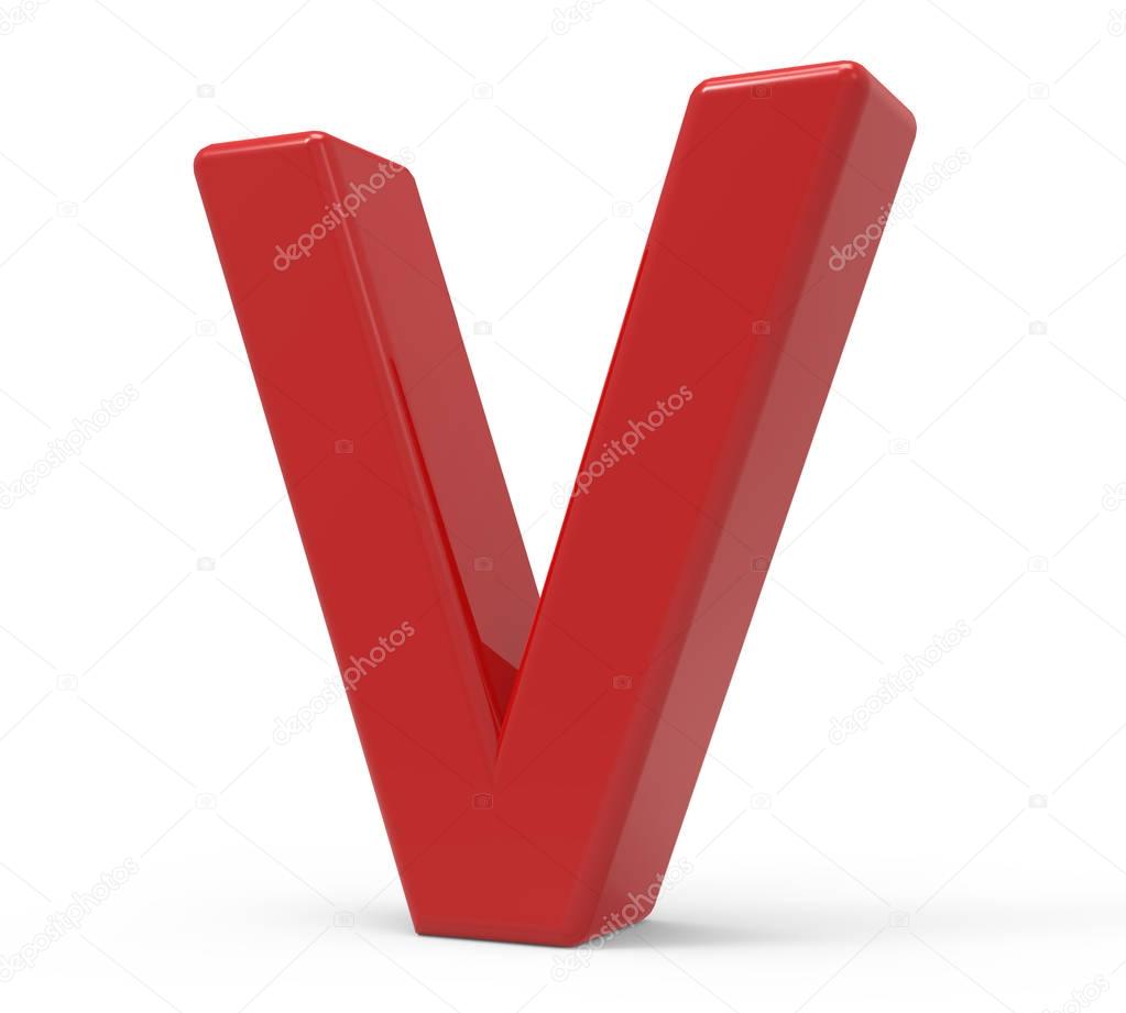 3d red letter V