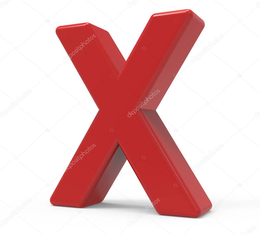 3d red letter X