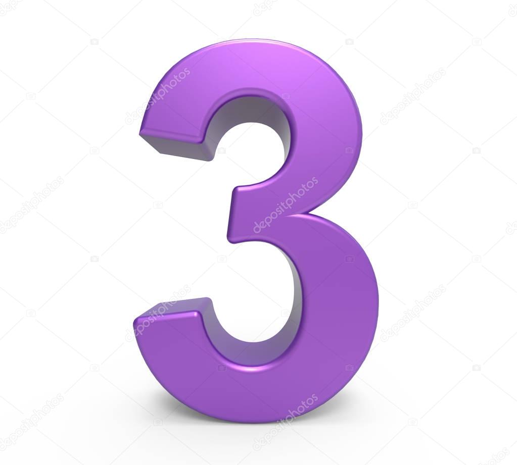3d purple number 3