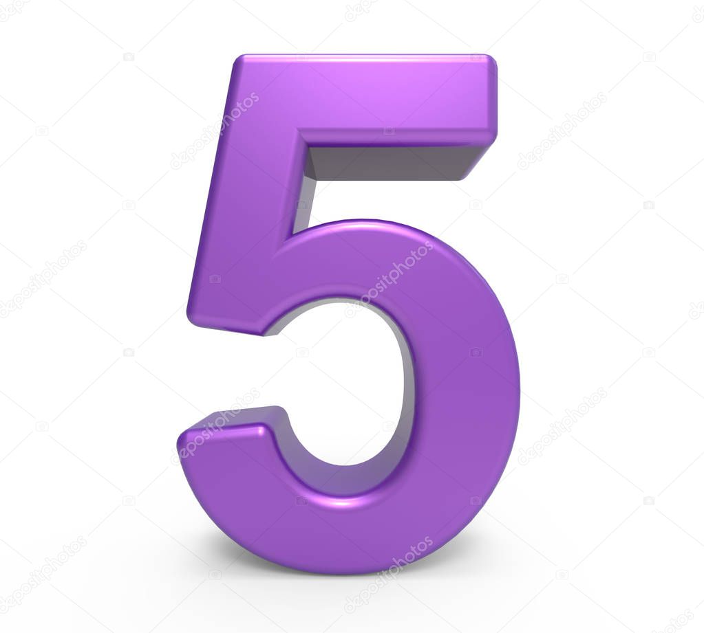 3d purple number 5