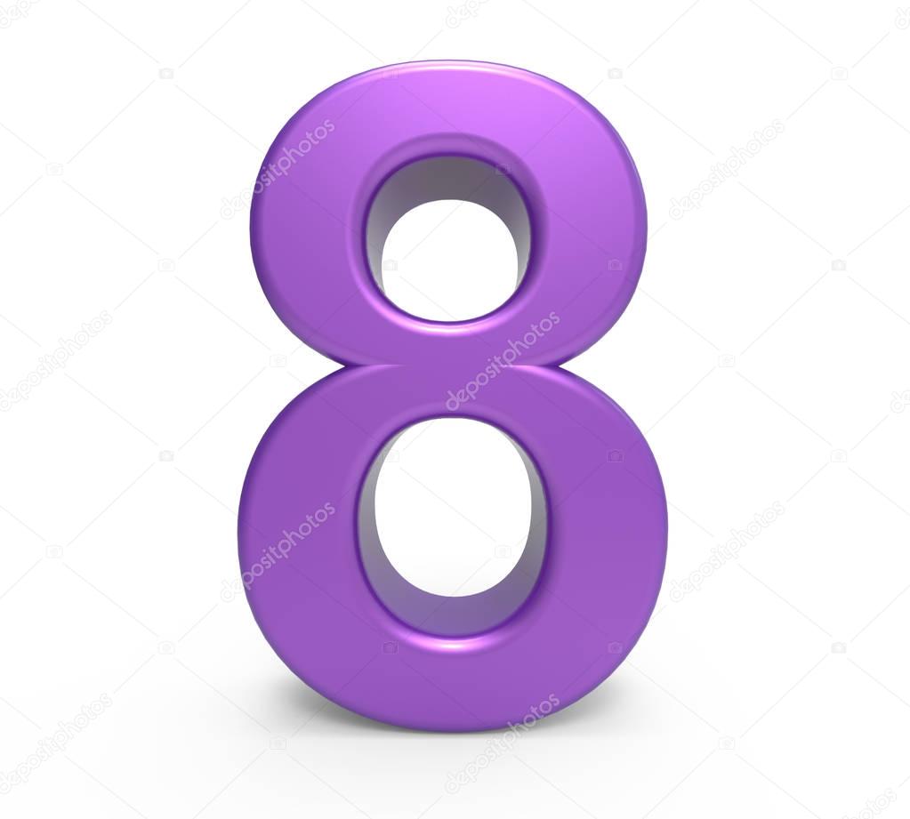 3d purple number 8