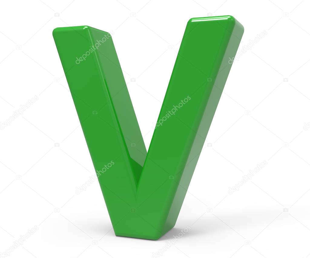 3d green letter V