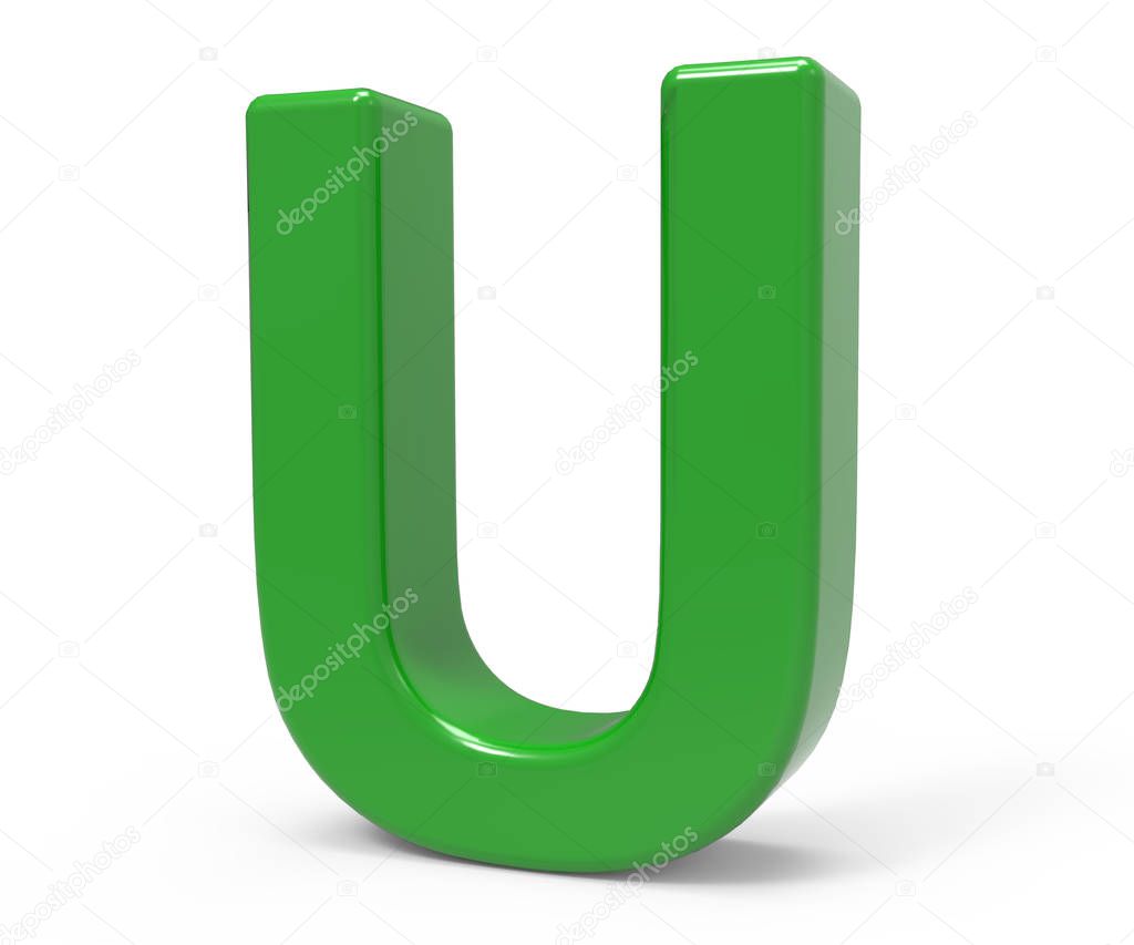 3d green letter U