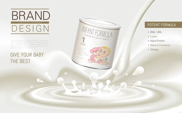 Baby formule advertentie — Stockvector