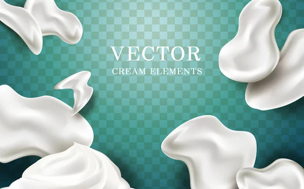 Fehér tejföl elemek — Stock Vector