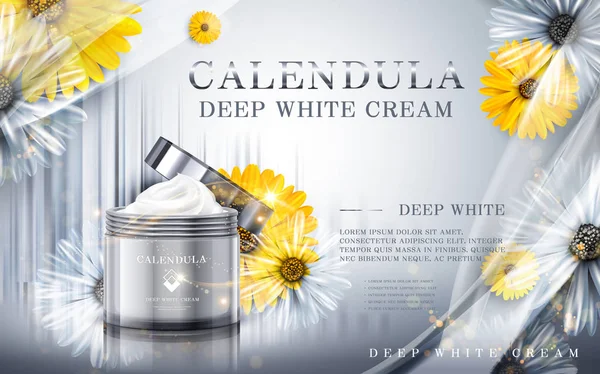 Caléndula crema blanca profunda anuncio — Vector de stock