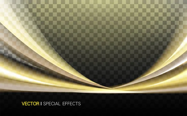 金黄色有光泽的波浪效果 — 图库矢量图片