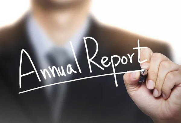 Annual report written by hand — Stock Photo, Image