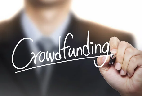 Crowdfunding von Hand geschrieben — Stockfoto