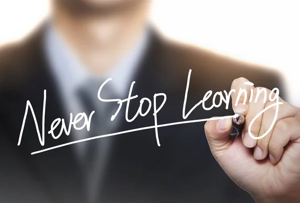 Never stop learn written by hand — Stock Photo, Image