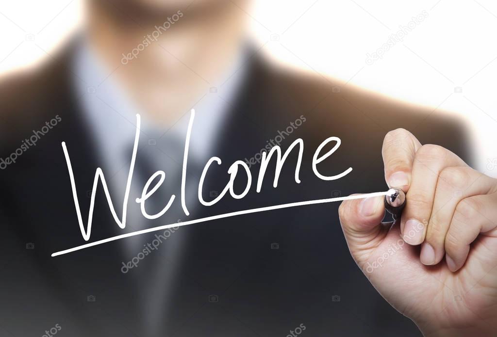 welcome written by hand