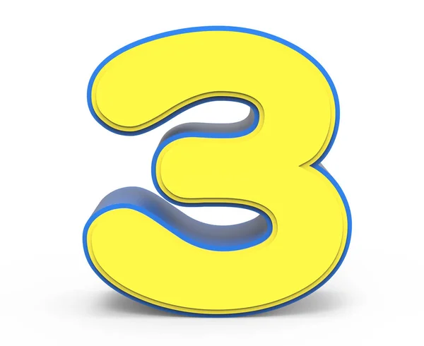 Cute yellow number 3 — Stock Photo, Image
