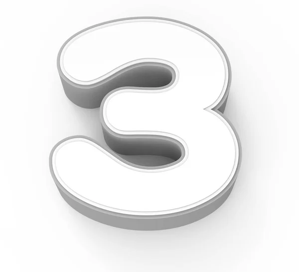 Numero bianco 3 — Foto Stock