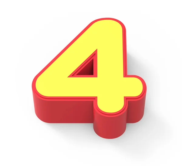 Yellow number 4 — Stock Photo, Image