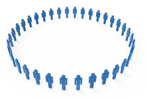 Big circle of blue men images — Stock Photo, Image