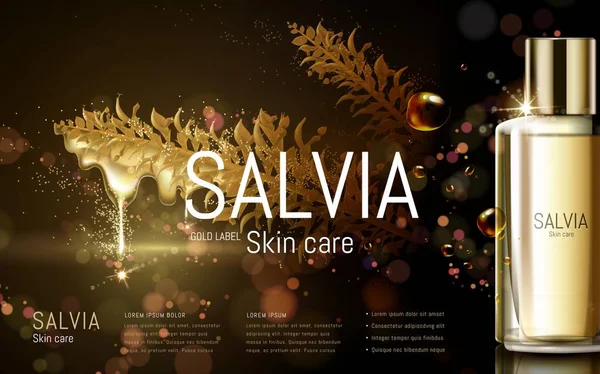 Salvia gold label soin de la peau — Image vectorielle