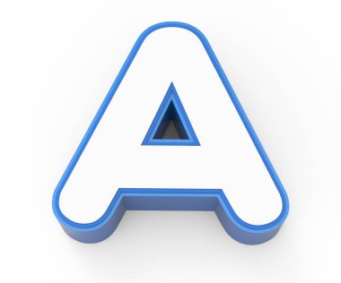 A beyaz harfi mavi çerçeveli